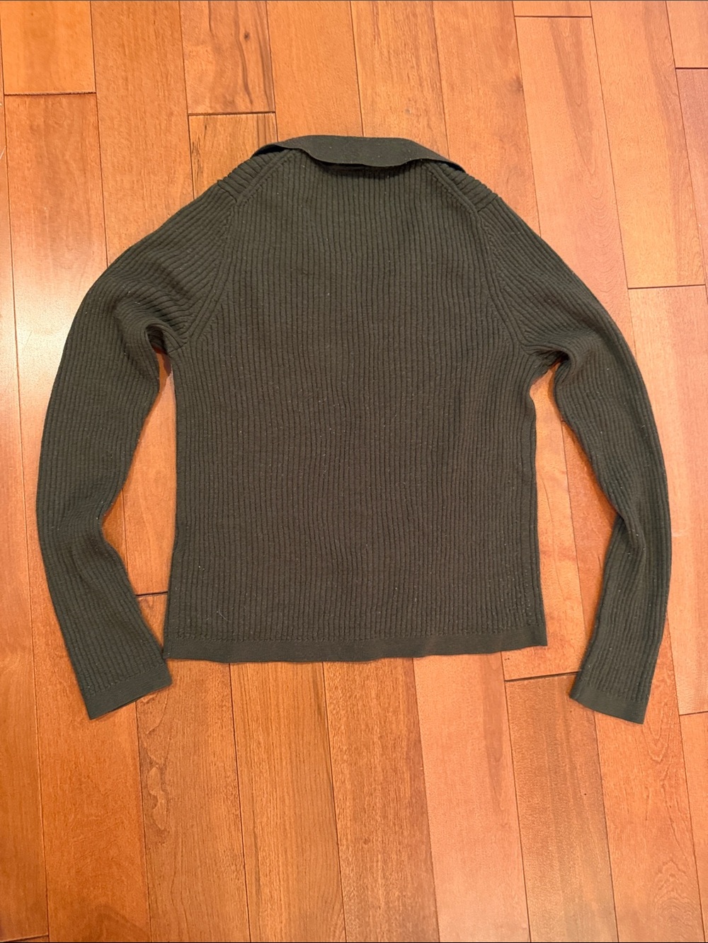 UNIQLO Olive Green Wool Ribbed Button Front Collared Sweater M - Picture 7 of 7